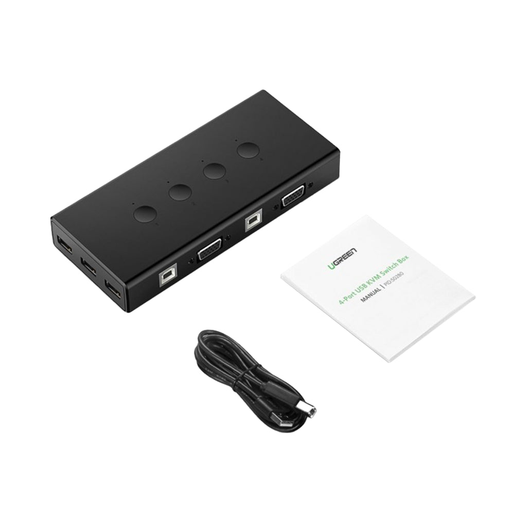 A Photo Of UGreen CM154 4-Port USB KVM Switch Box - Seamless Peripheral Sharing - Black