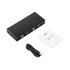 A Photo Of UGreen CM154 4-Port USB KVM Switch Box - Seamless Peripheral Sharing - Black