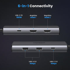 A Photo Of Ugreen Revodok 206 6 in 1 USB-C Hub | CM498