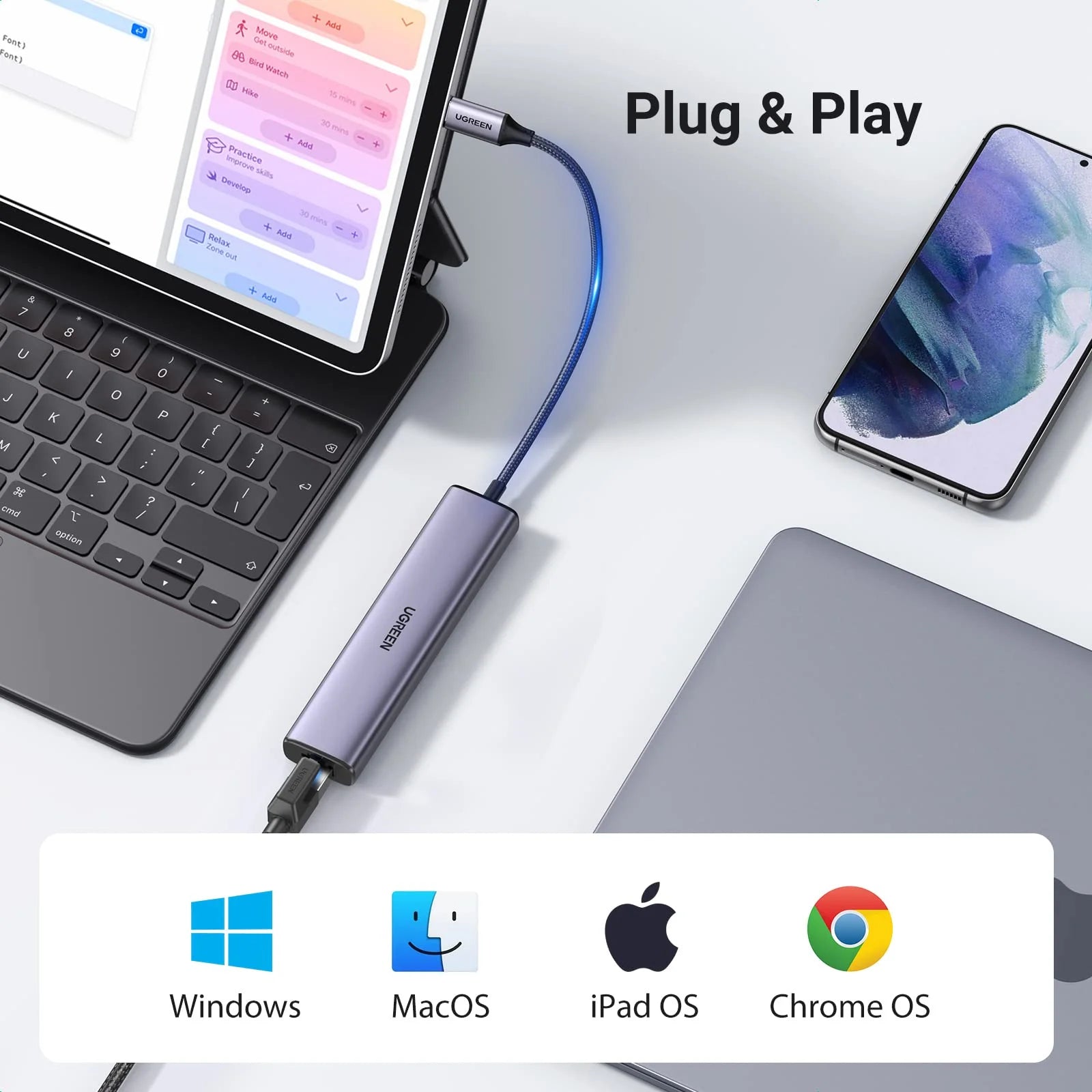 A Photo Of Ugreen 4 in 1 USB C Hub with Ethernet | CM475