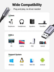 A Photo Of Ugreen USB to 3.5mm Audio Jack USB A Sound Card Adapter | CM477