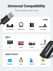 A Photo Of Ugreen USB to 3.5mm Headphone Audio Adapter | US205