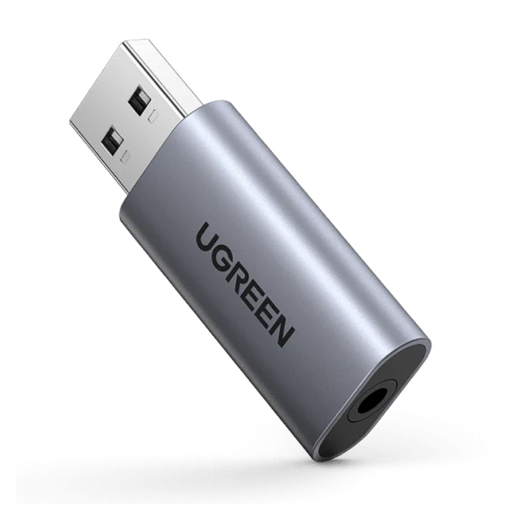 A Photo Of UGREEN USB to Audio Jack USB External Sound Card 3.5mm Audio Adapter | CM383